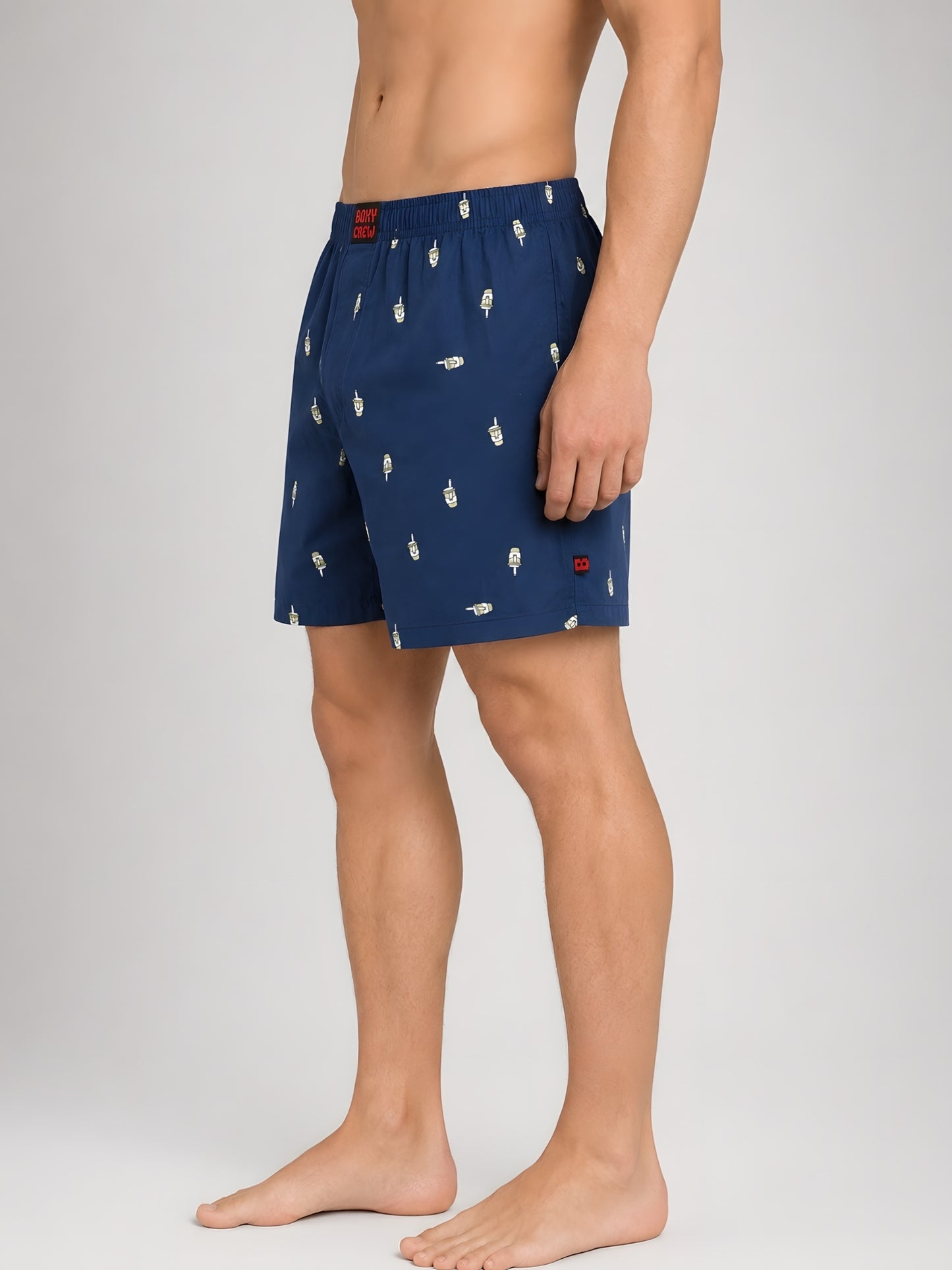 Boxy Crew Men Red Solid T-Shirt with Navy Blue Boxer Shorts Night Suit & Loungewear Set – product image 7