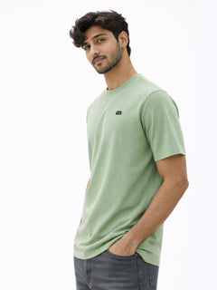 Boxy Crew Men's 100% Cotton Regular Fit Solid Round Neck T-Shirt | Double Bio-Washed | Half Sleeve Casual Plain Tee | 180 GSM Breathable Soft Touch Everyday Wear | Pista Green | Made in India – product image 4