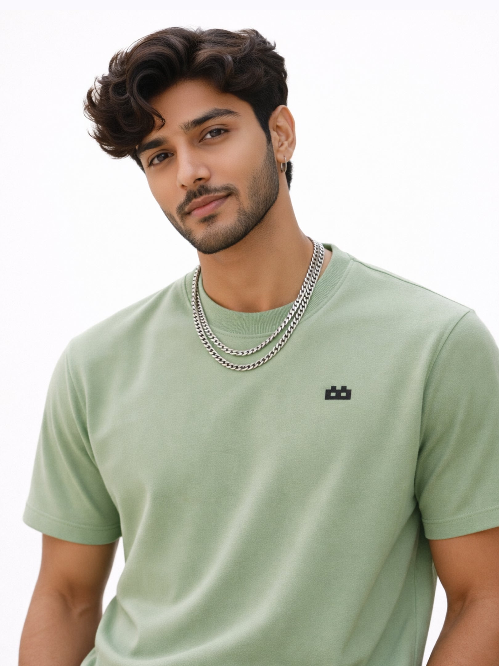 Boxy Crew Men's 100% Cotton Regular Fit Solid Round Neck T-Shirt | Double Bio-Washed | Half Sleeve Casual Plain Tee | 180 GSM Breathable Soft Touch Everyday Wear | Pista Green | Made in India – product image 5
