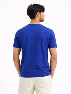 Boxy Crew Men's 100% Cotton Regular Fit Solid Round Neck T-Shirt | Double Bio-Washed | Half Sleeve Casual Plain Tee | 180 GSM Breathable Soft Touch Everyday Wear | Royal Blue | Made in India – product image 4