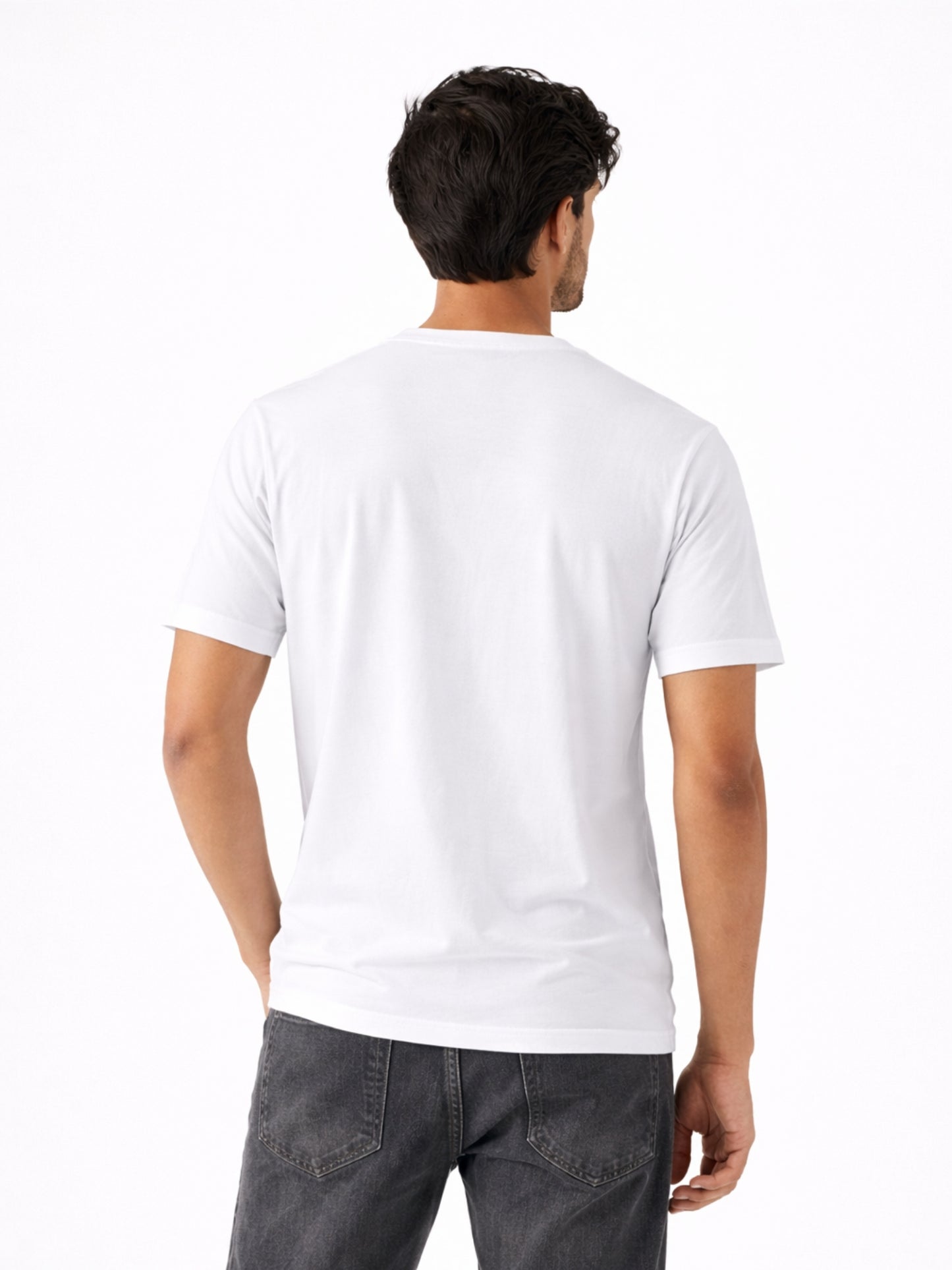 Boxy Crew Men's 100% Cotton Regular Fit Solid Round Neck T-Shirt | Double Bio-Washed | Half Sleeve Casual Plain Tee | 180 GSM Breathable Soft Touch Everyday Wear | White | Made in India – product image 3