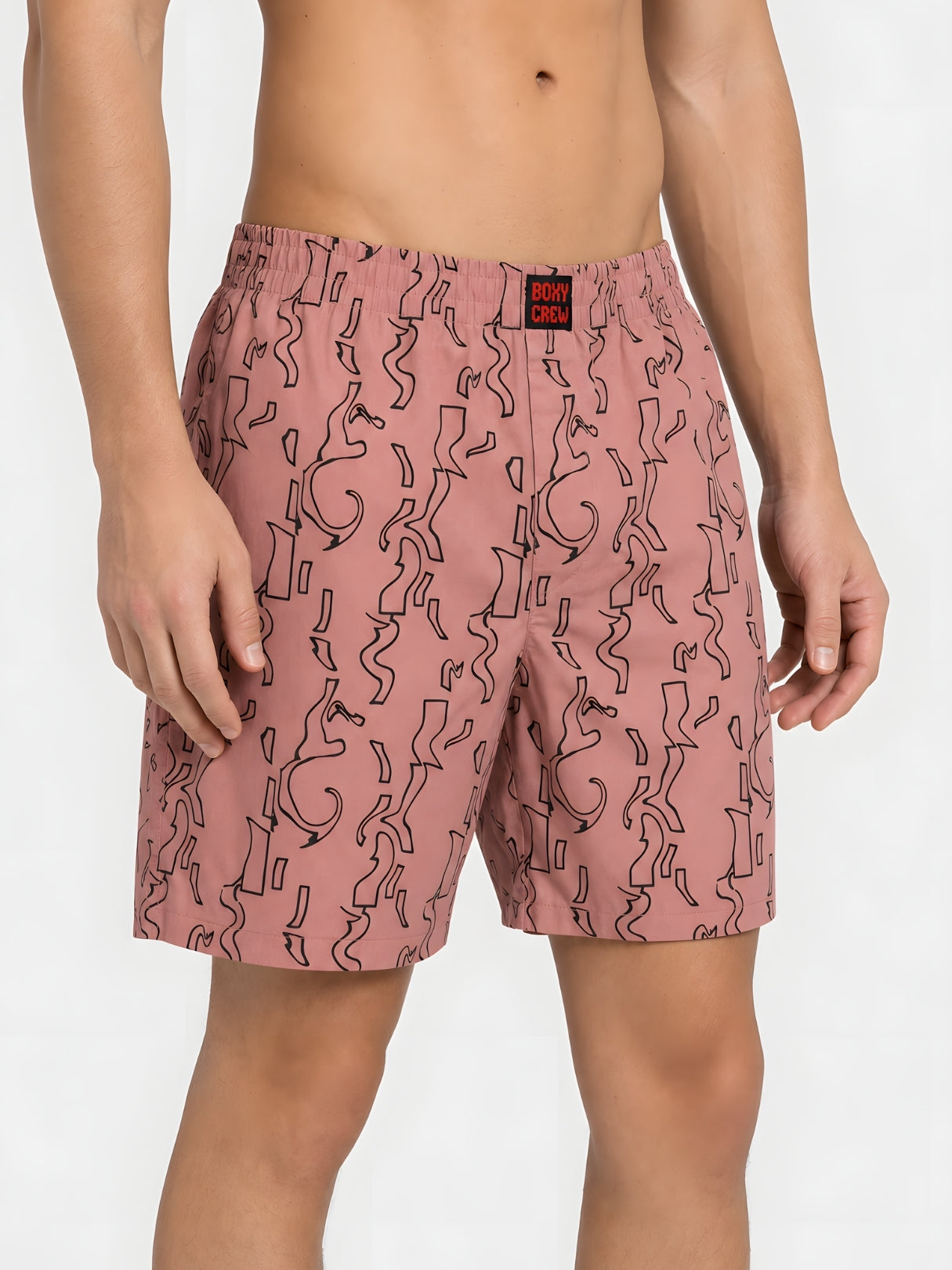 Boxy Crew Men Printed 100% Cotton Boxer Shorts with Dual Pockets - Brick – product image 3