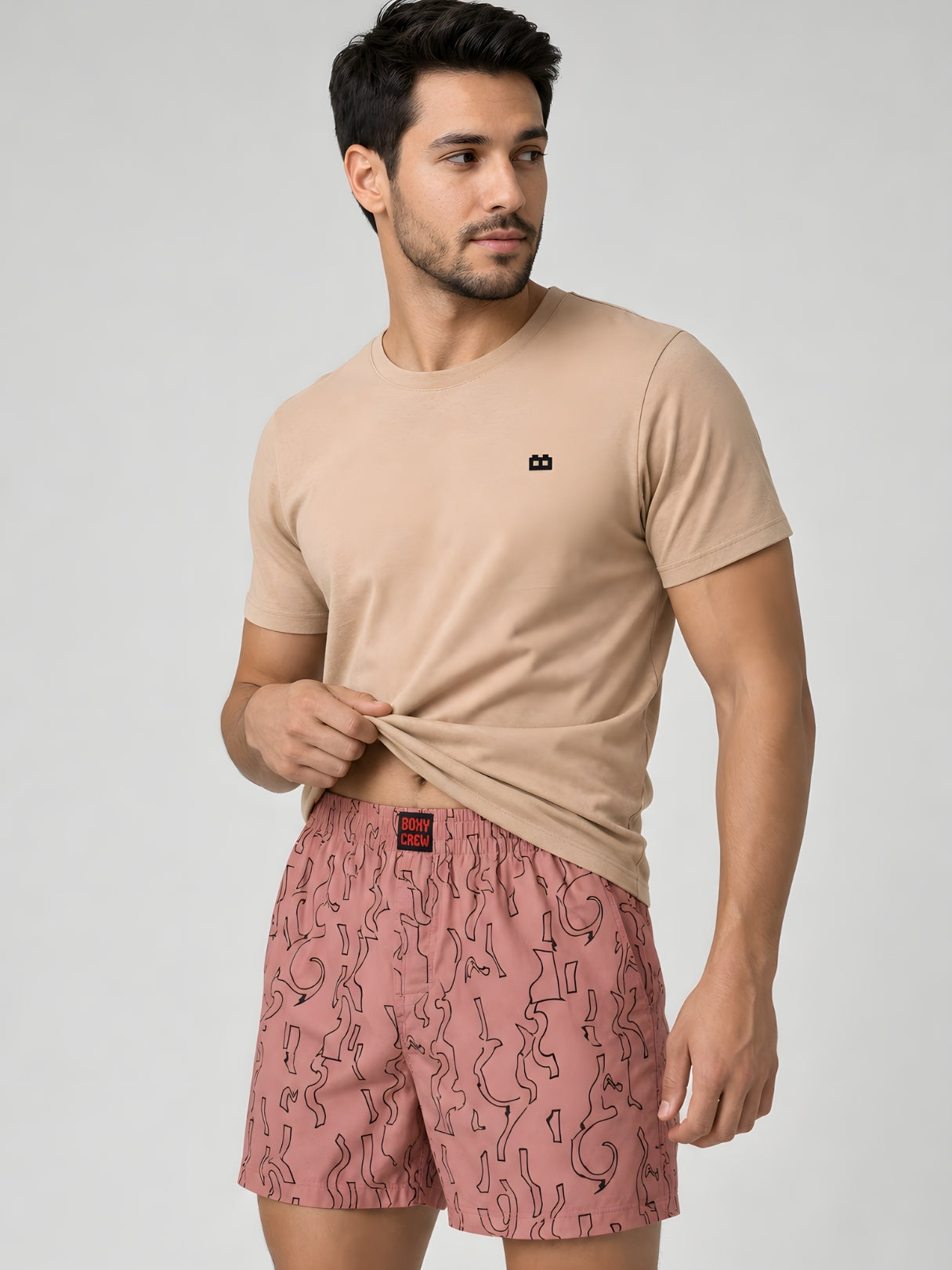 Boxy Crew Men Printed 100% Cotton Boxer Shorts with Dual Pockets - Brick – product image 6