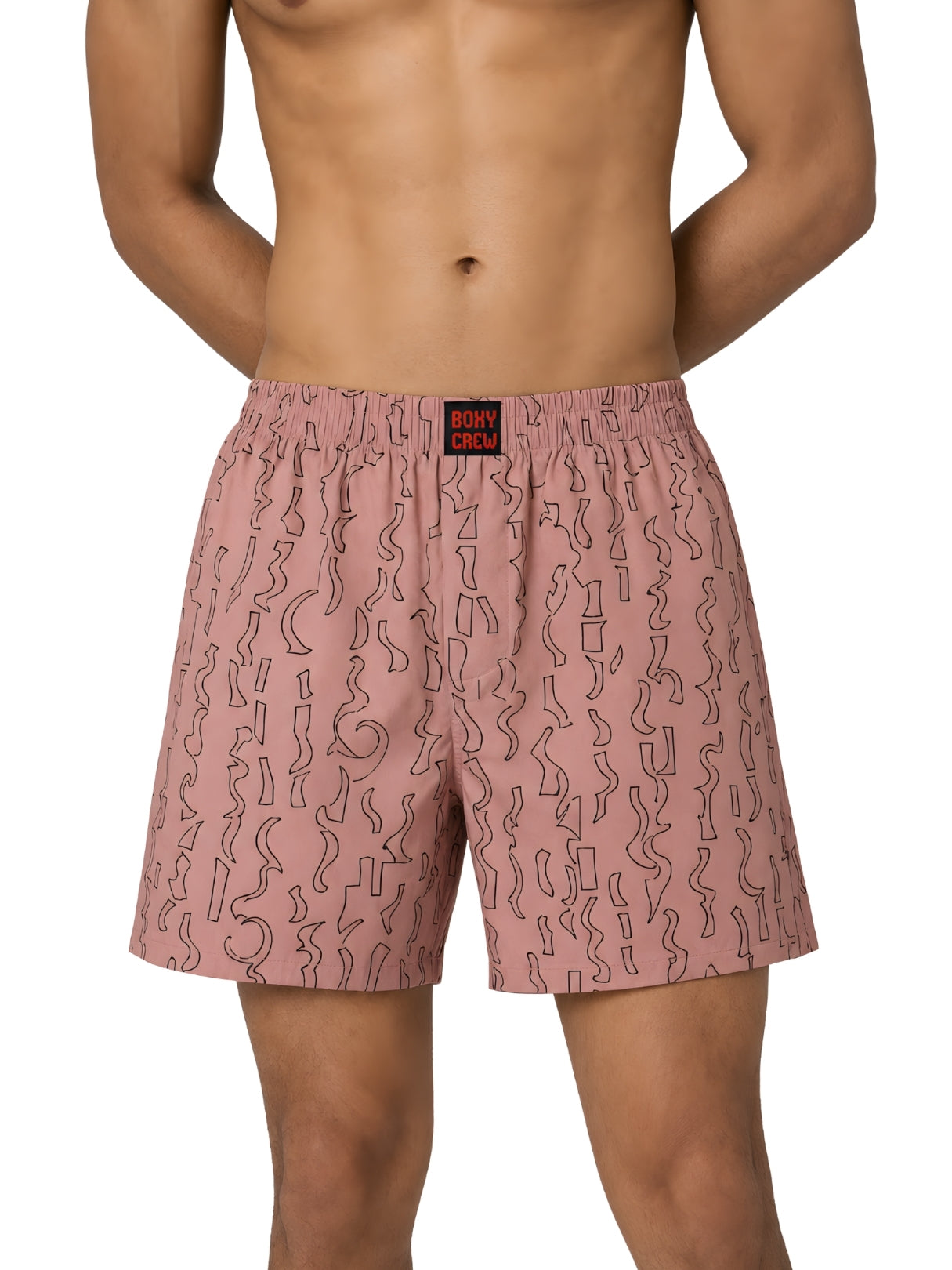 Boxy Crew Men Printed 100% Cotton Boxer Shorts with Dual Pockets - Brick – product image 7