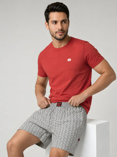 Boxy Crew Men Printed 100% Cotton Boxer Shorts with Dual Pockets - Grey – product image 5
