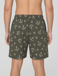Boxy Crew Men Printed 100% Cotton Boxer Shorts with Dual Pockets - Olive – product image 4