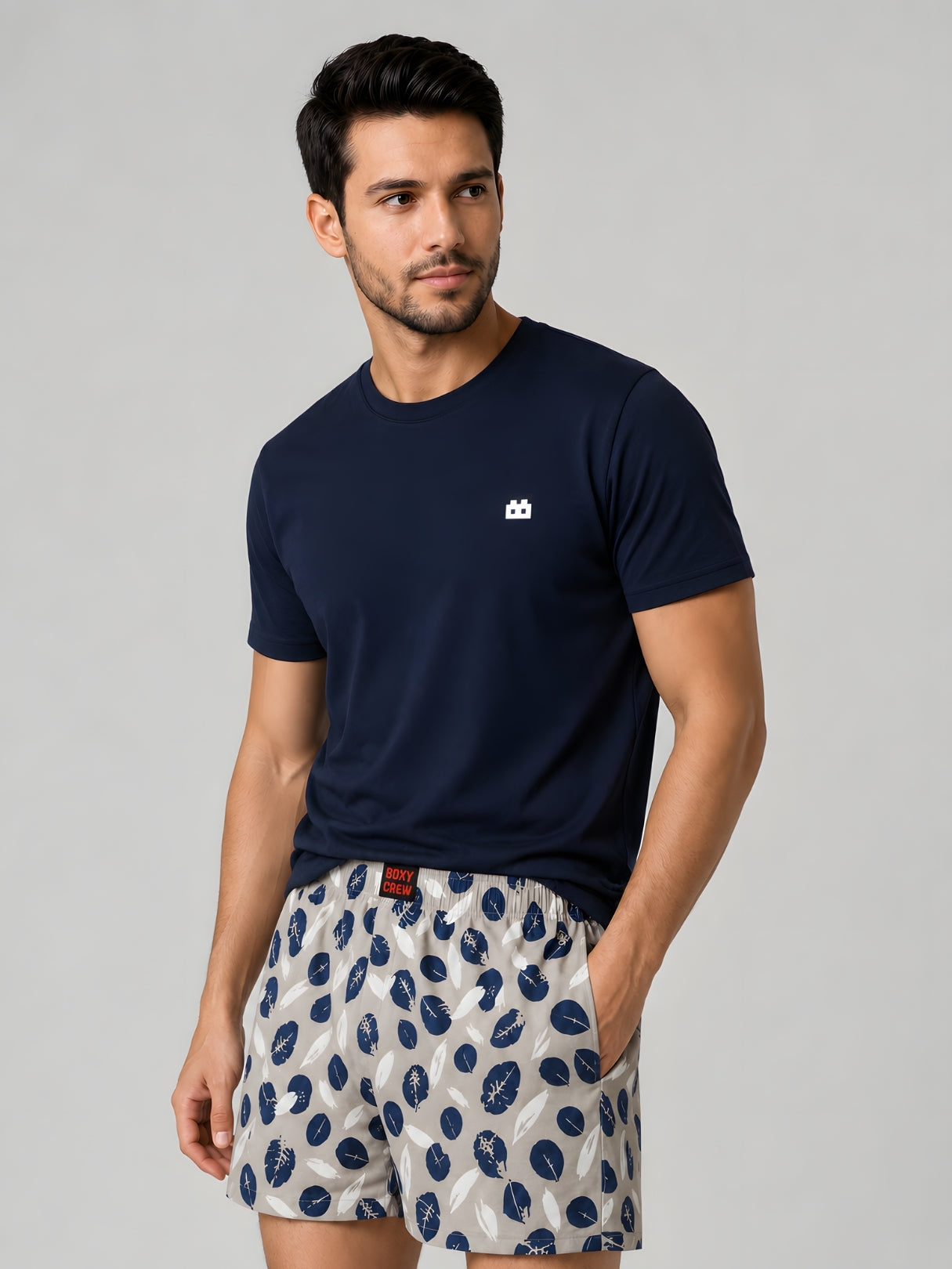 Boxy Crew Men Printed 100% Cotton Boxer Shorts with Dual Pockets - Cream – product image 6