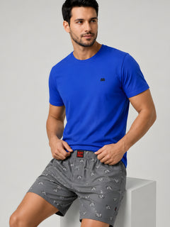 Boxy Crew Men Printed 100% Cotton Boxer Shorts with Dual Pockets - Grey – product image 5
