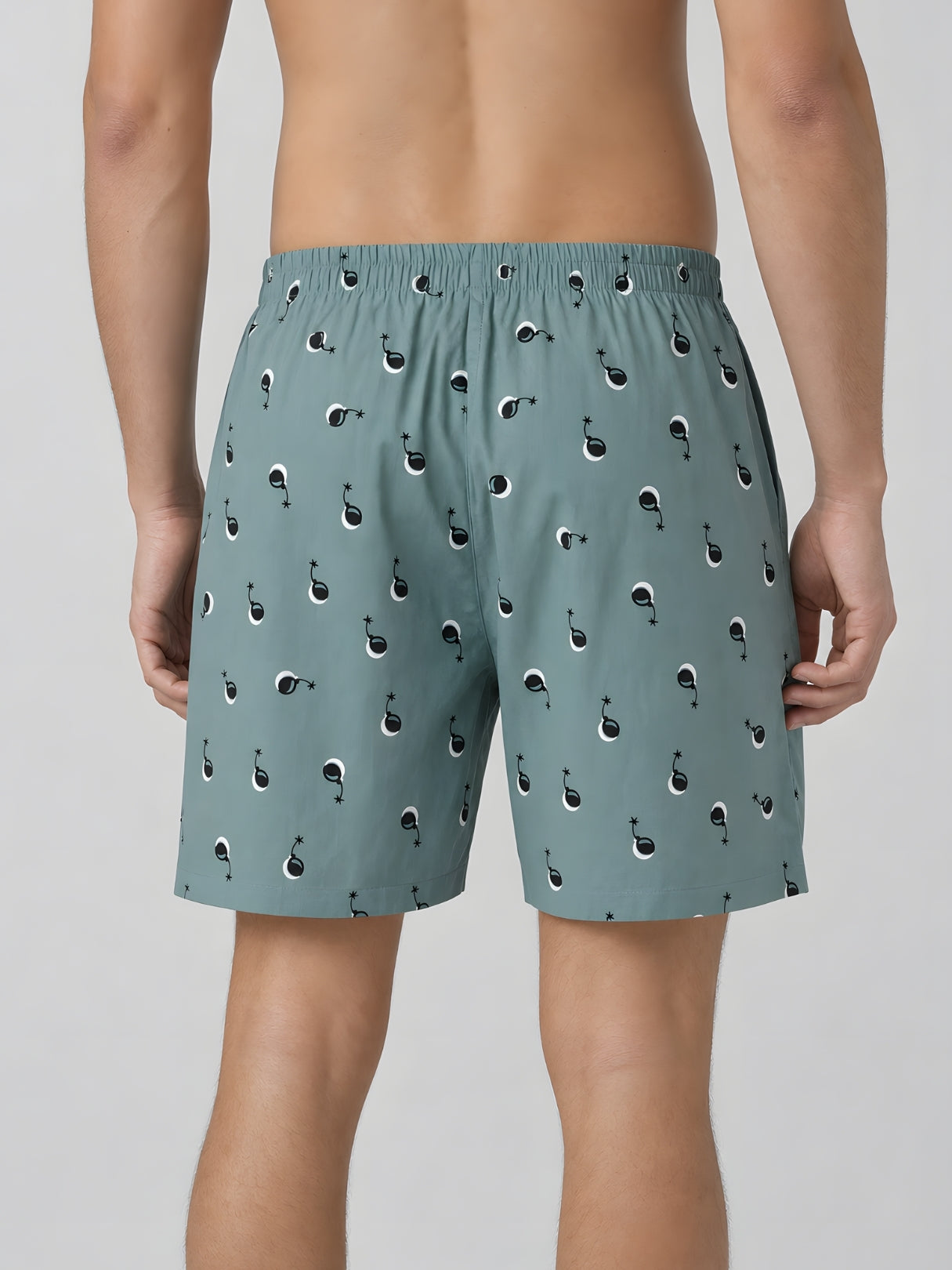 Boxy Crew Men Printed 100% Cotton Boxer Shorts with Dual Pockets - Green – product image 4