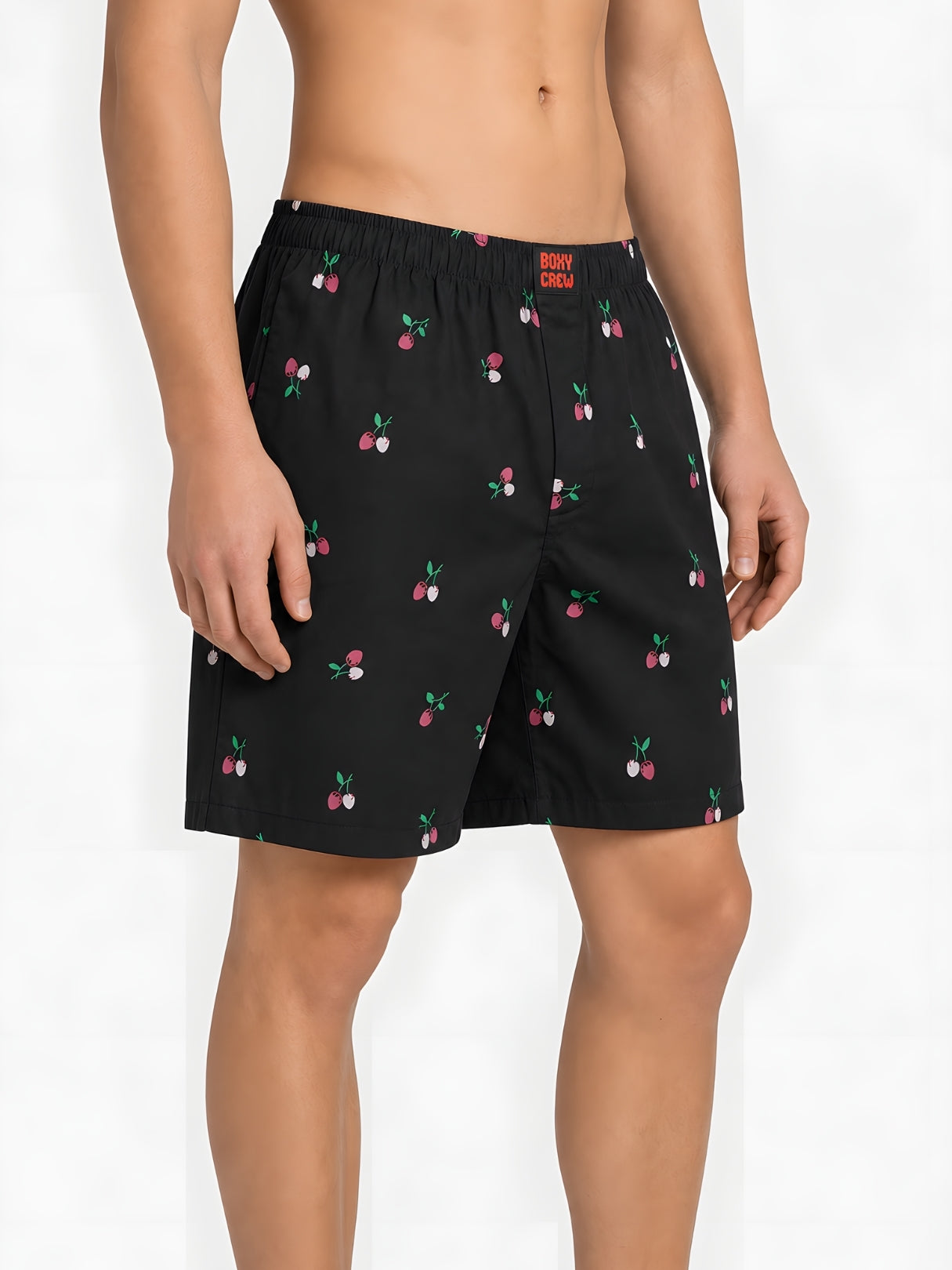 Boxy Crew Men Printed 100% Cotton Boxer Shorts with Dual Pockets - Black – product image 3