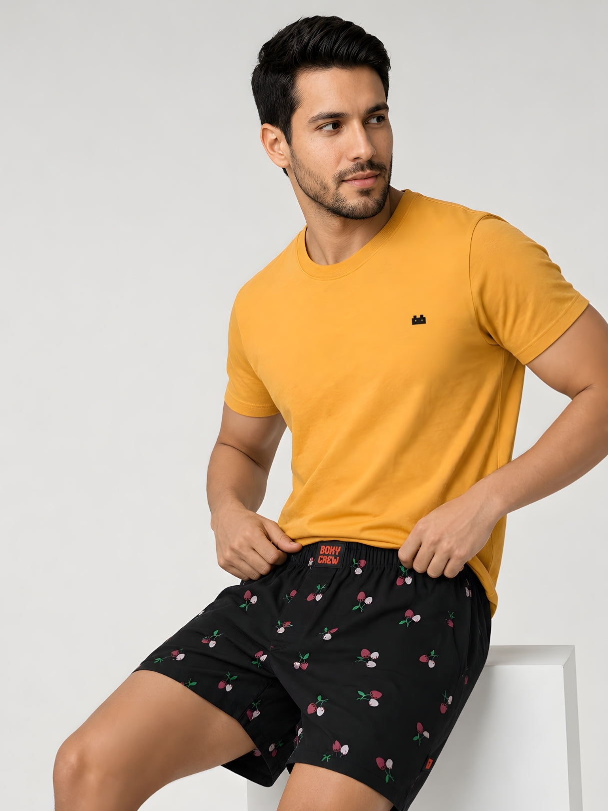 Boxy Crew Men Printed 100% Cotton Boxer Shorts with Dual Pockets - Black – product image 5