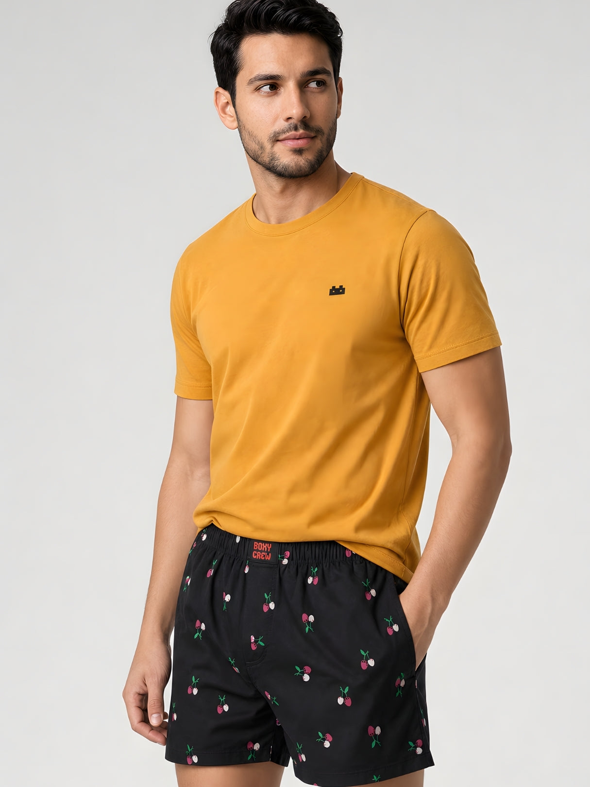 Boxy Crew Men Printed 100% Cotton Boxer Shorts with Dual Pockets - Black – product image 6