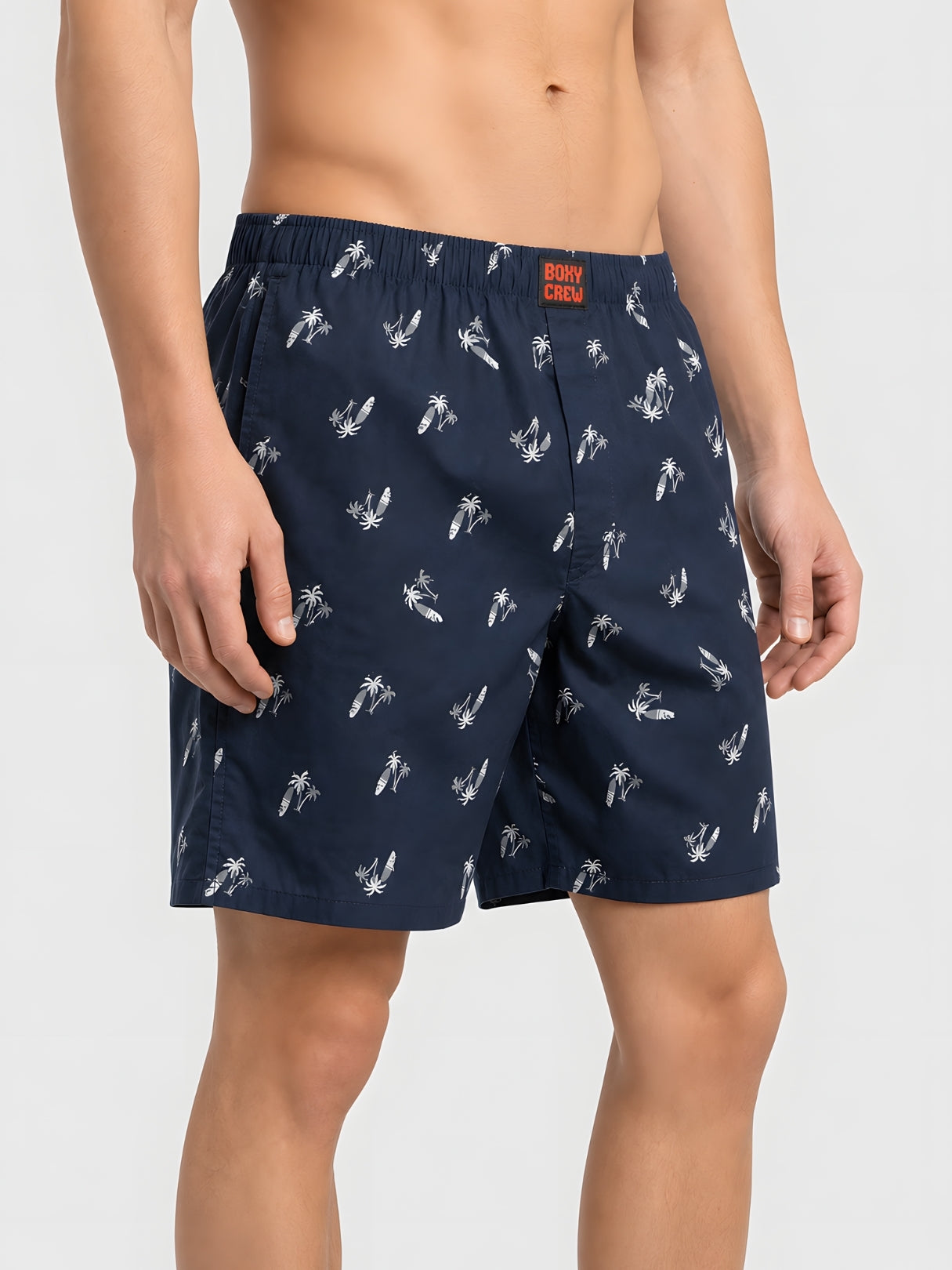 Boxy Crew Men Printed 100% Cotton Boxer Shorts with Dual Pockets - Navy Blue – product image 3