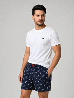 Boxy Crew Men Printed 100% Cotton Boxer Shorts with Dual Pockets - Navy Blue – product image 6