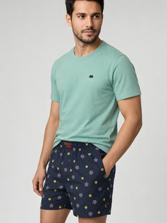 Boxy Crew Men Printed 100% Cotton Boxer Shorts with Dual Pockets - Navy Blue – product image 6