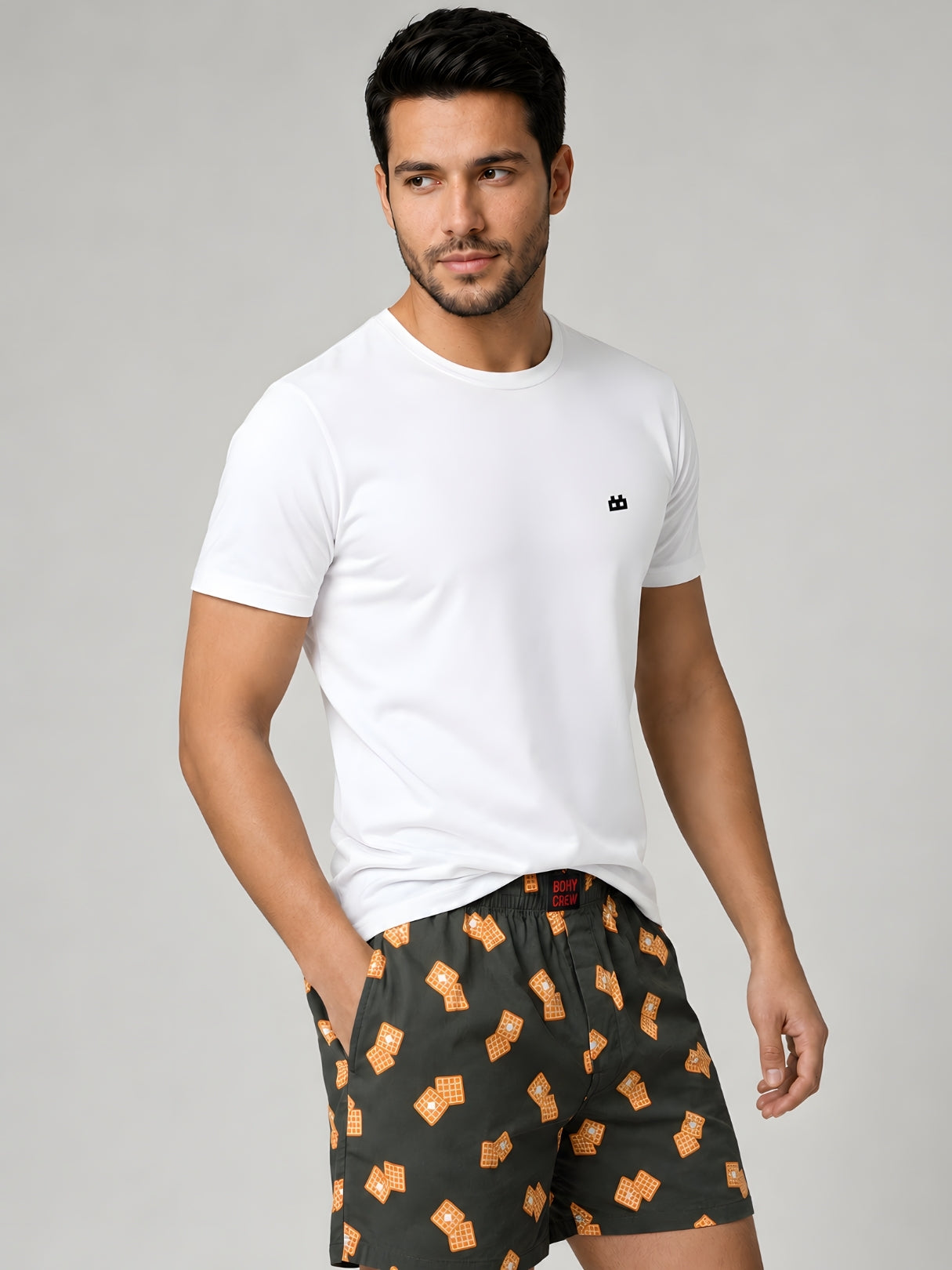 Boxy Crew Men Printed 100% Cotton Boxer Shorts with Dual Pockets - Brown – product image 6