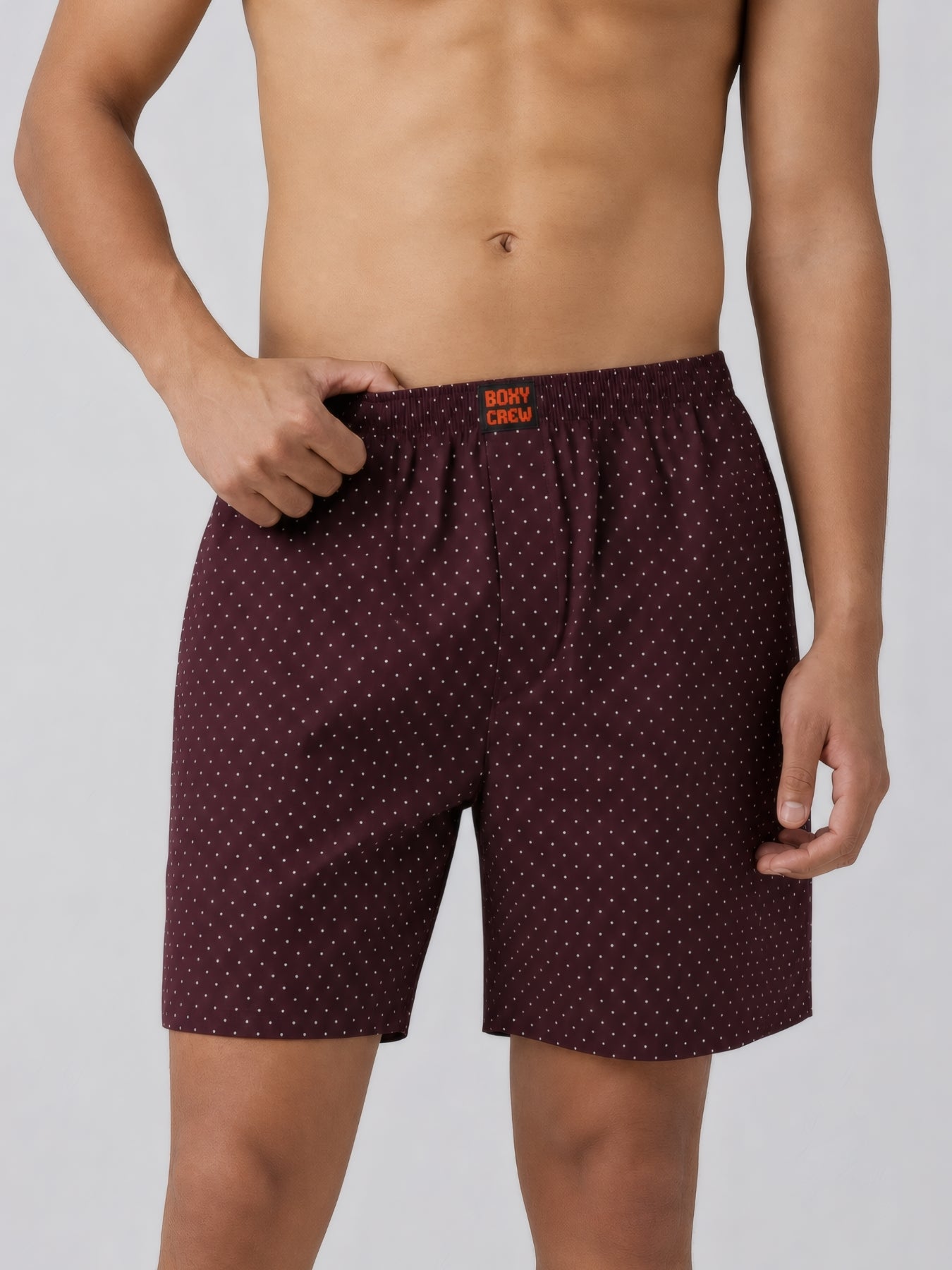 Boxy Crew Men White Solid T-Shirt with Maroon Boxer Shorts Night Suit & Loungewear Set – product image 4
