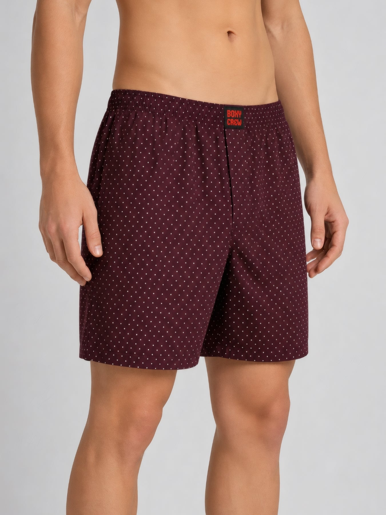 Boxy Crew Men White Solid T-Shirt with Maroon Boxer Shorts Night Suit & Loungewear Set – product image 5