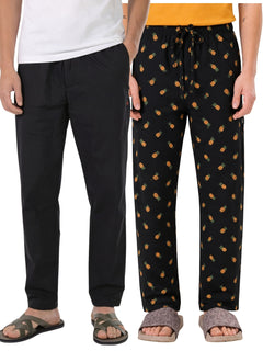 Boxy Crew Men's Cotton Lounge Pyjama Pack of 2 - Black & Charcoal, No Marks Elastic, Zipper Pocket product view 8