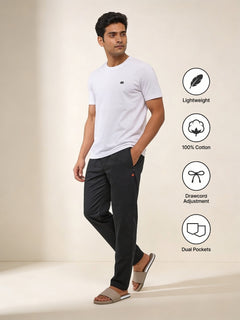 Boxy Crew Men's Cotton Lounge Pyjama Pack of 2 - Black & Brown, No Marks Elastic, Zipper Pocket product view 5