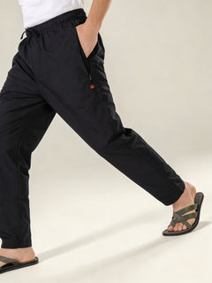Boxy Crew Men's Cotton Lounge Pyjama Pack of 2 - Black & Navy Blue, No Marks Elastic, Zipper Pocket product view 7