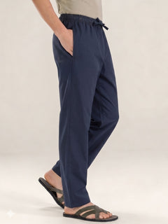 Boxy Crew Men's Cotton Lounge Pyjama Pack of 2 - Navy Blue & Navy Blue, No Marks Elastic, Zipper Pocket product view 7