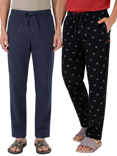 Boxy Crew Men's Cotton Lounge Pyjama Pack of 2 - Navy Blue & Navy Blue, No Marks Elastic, Zipper Pocket product view 8