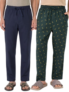 Boxy Crew Men's Cotton Lounge Pyjama Pack of 2 - Navy Blue & Dark Teal, No Marks Elastic, Zipper Pocket product view 8