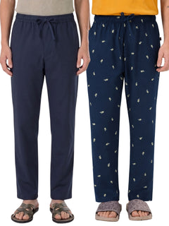 Boxy Crew Men's Cotton Lounge Pyjama Pack of 2 - Navy Blue & Navy Blue, No Marks Elastic, Zipper Pocket product view 8