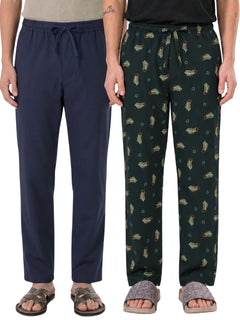 Boxy Crew Men's Cotton Lounge Pyjama Pack of 2 - Navy Blue & Dark Teal, No Marks Elastic, Zipper Pocket product view 8