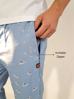 Boxy Crew Men's Cotton Lounge Pyjama Pack of 2 - Sky Blue & Charcoal, No Marks Elastic, Zipper Pocket product view 4