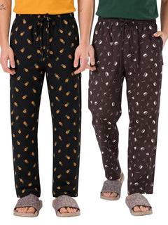 Boxy Crew Men's Cotton Lounge Pyjama Pack of 2 - Charcoal & Brown, No Marks Elastic, Zipper Pocket product view 8