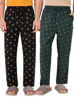Boxy Crew Men's Cotton Lounge Pyjama Pack of 2 - Charcoal & Dark Teal, No Marks Elastic, Zipper Pocket product view 8