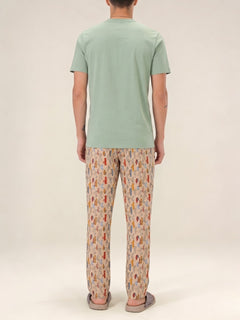 Boxy Crew Men's Cotton Lounge Pyjama Pack of 2 - Charcoal & Beige, No Marks Elastic, Zipper Pocket product view 6