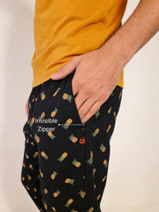 Boxy Crew Men's Cotton Lounge Pyjama Pack of 2 - Charcoal & Dark Teal, No Marks Elastic, Zipper Pocket product view 4
