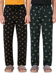 Boxy Crew Men's Cotton Lounge Pyjama Pack of 2 - Charcoal & Dark Teal, No Marks Elastic, Zipper Pocket product view 8