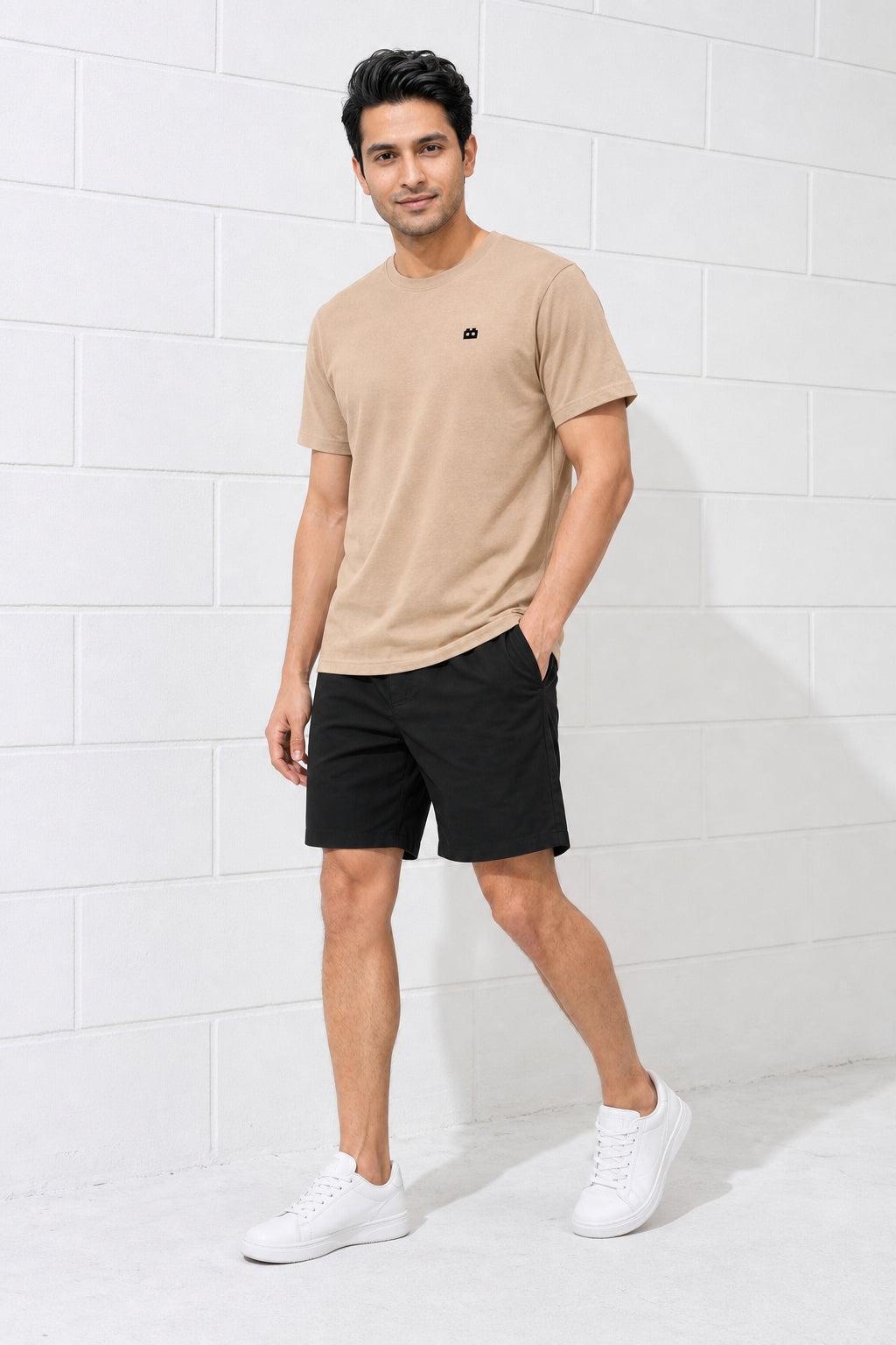 Boxy Crew Men Beige Solid T-Shirt with Black Boxer Shorts Night Suit & Loungewear Set – product image 1