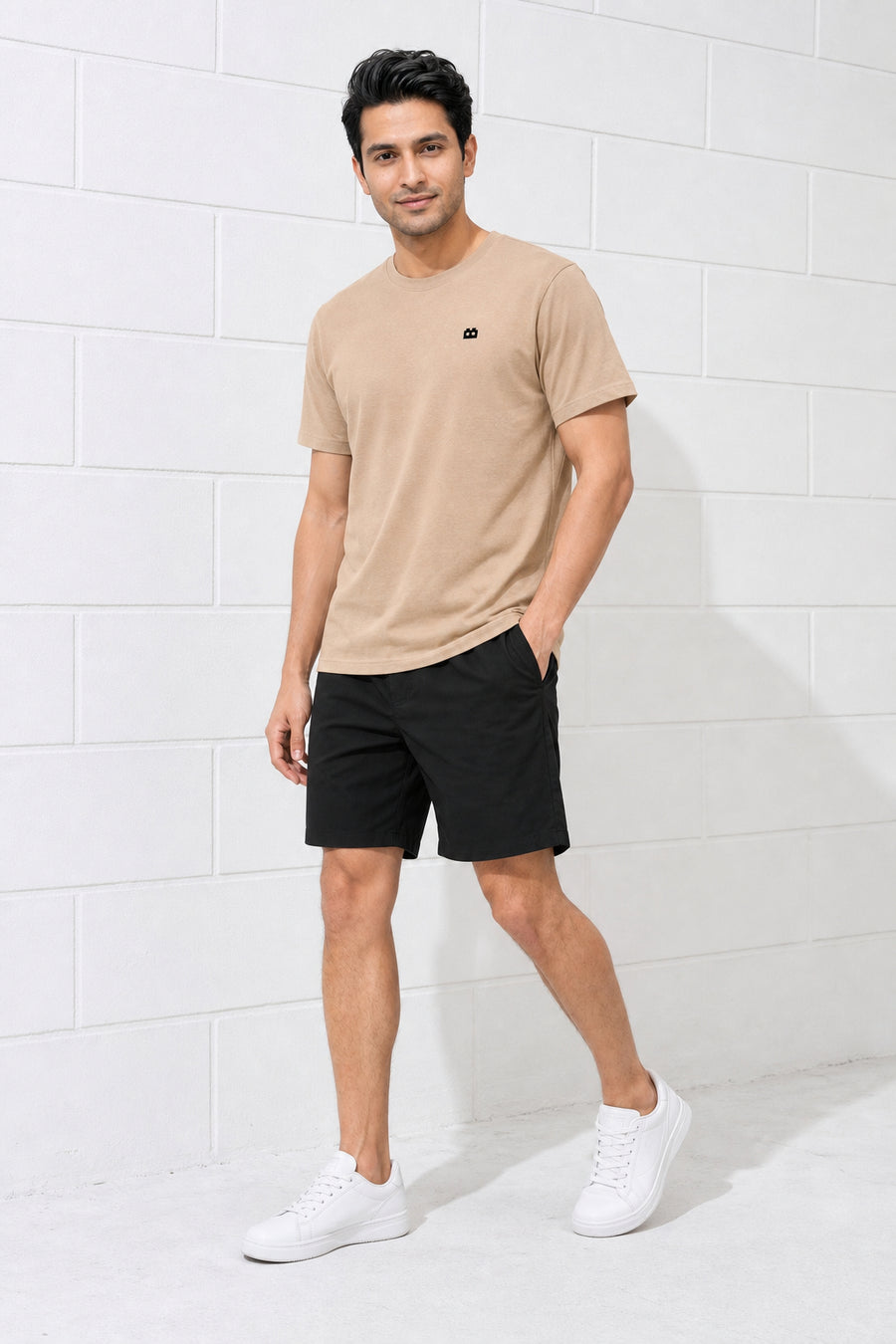 Boxy Crew Men Beige Solid T-Shirt with Black Boxer Shorts Night Suit & Loungewear Set – product image 1