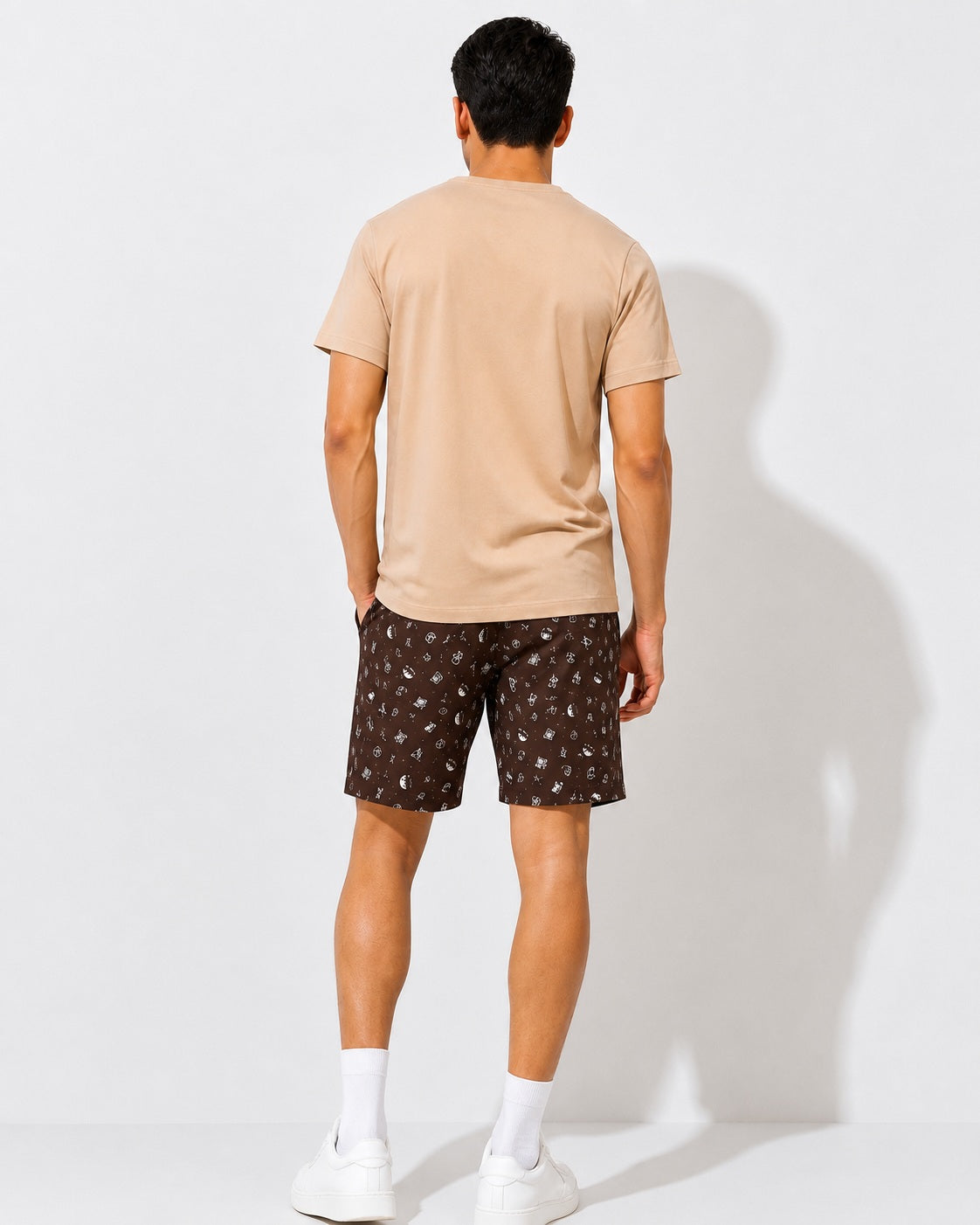 Boxy Crew Men Beige Solid T-Shirt with Brown Boxer Shorts Night Suit & Loungewear Set – product image 2