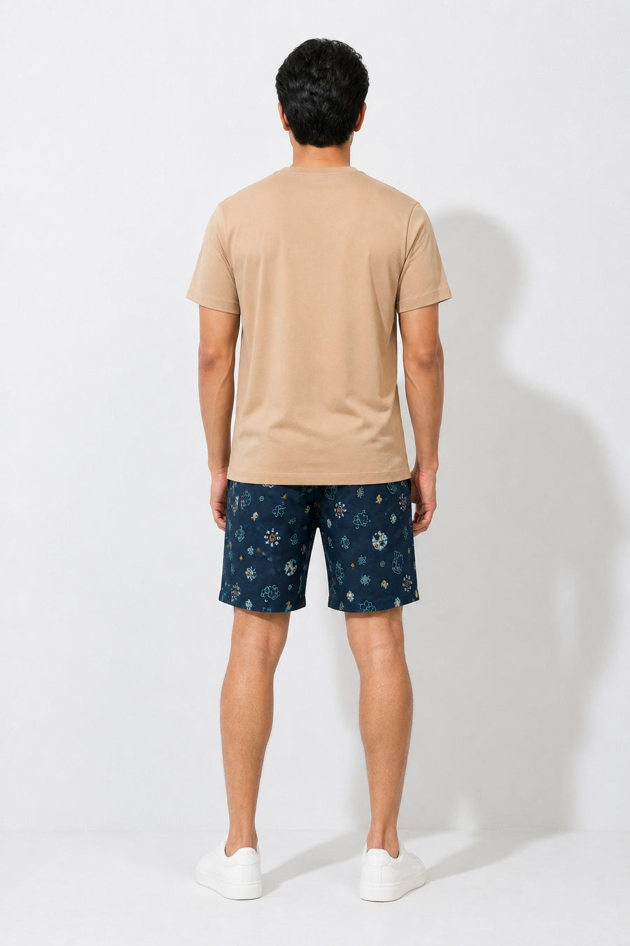 Boxy Crew Men Beige Solid T-Shirt with Navy Boxer Shorts Night Suit & Loungewear Set – product image 2