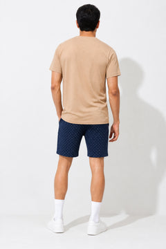 Boxy Crew Men Beige Solid T-Shirt with Navy Blue Boxer Shorts Night Suit & Loungewear Set – product image 2