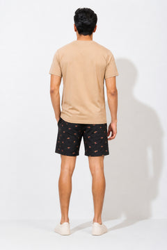 Boxy Crew Men Beige Solid T-Shirt with Black Boxer Shorts Night Suit & Loungewear Set – product image 2
