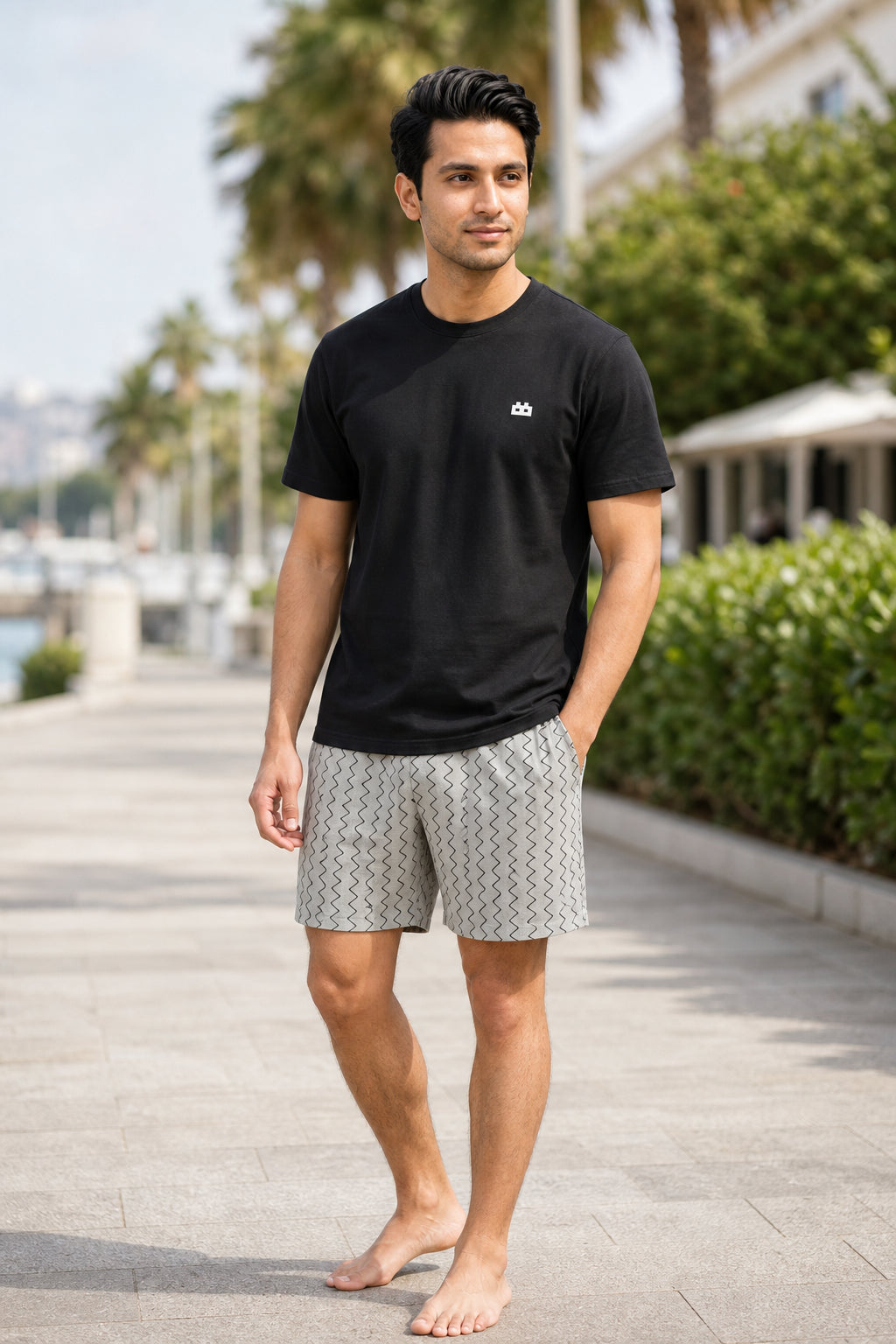 Boxy Crew Men Black Solid T-Shirt with Grey Boxer Shorts Night Suit & Loungewear Set – product image 1