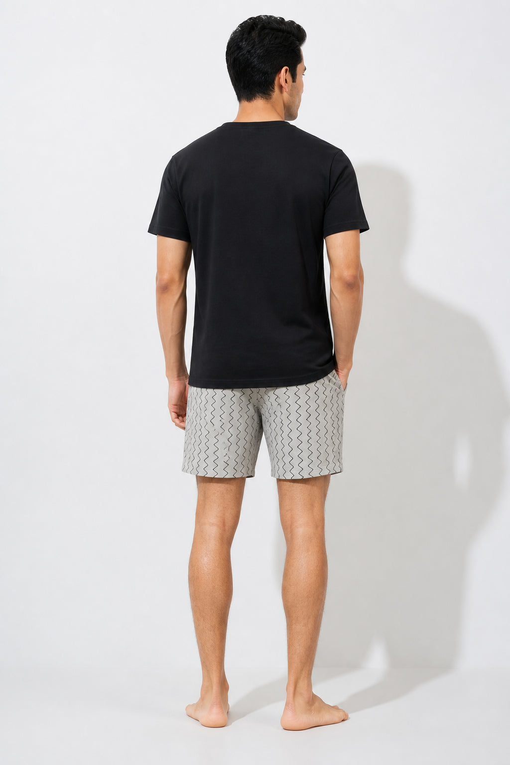 Boxy Crew Men Black Solid T-Shirt with Grey Boxer Shorts Night Suit & Loungewear Set – product image 2