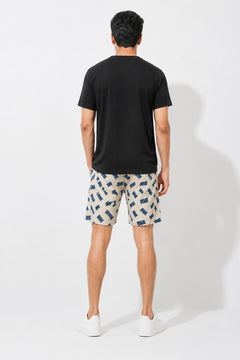 Boxy Crew Men Black Solid T-Shirt with Beige Boxer Shorts Night Suit & Loungewear Set – product image 2