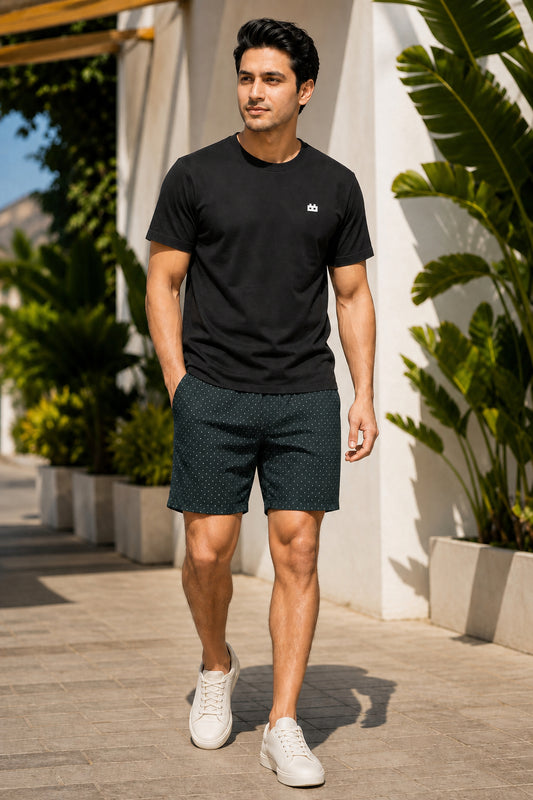 Boxy Crew Men Black Solid T-Shirt with Green Boxer Shorts Night Suit & Loungewear Set – product image 1