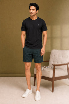 Boxy Crew Men Black Solid T-Shirt with Green Boxer Shorts Night Suit & Loungewear Set – product image 3