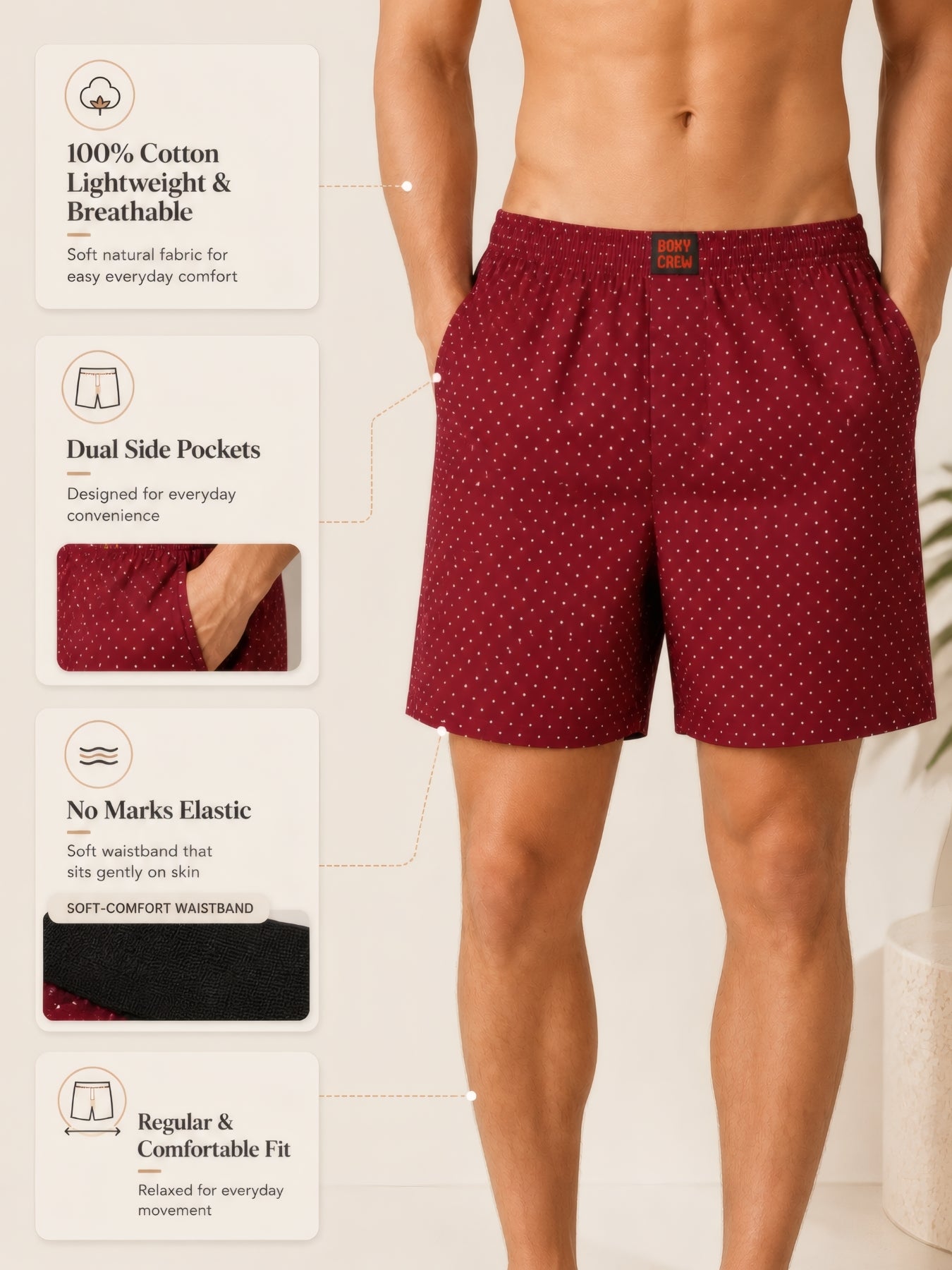 Boxy Crew Men Black Solid T-Shirt with Red Boxer Shorts Night Suit & Loungewear Set – product image 6