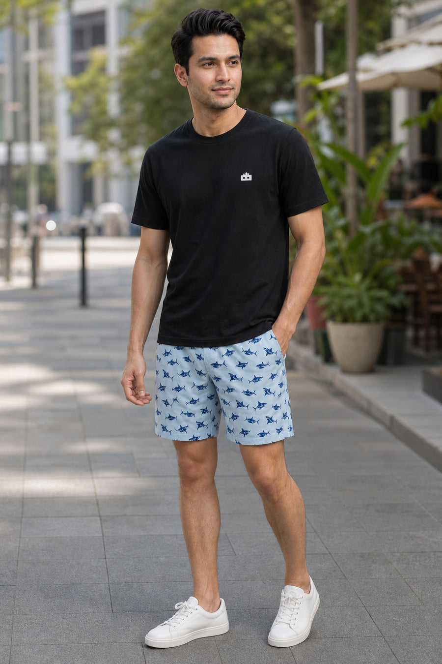 Boxy Crew Men Black Solid T-Shirt with Sky Blue Boxer Shorts Night Suit & Loungewear Set – product image 1