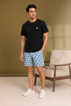 Boxy Crew Men Black Solid T-Shirt with Sky Blue Boxer Shorts Night Suit & Loungewear Set – product image 3